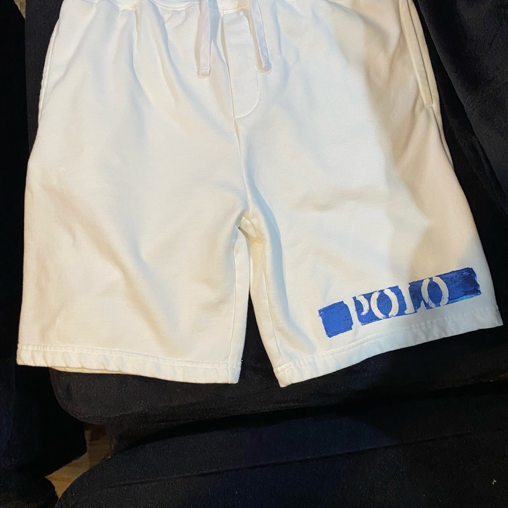 Ralph Lauren White Fleece Athletic Shorts